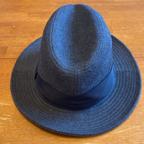 Free People Womens OS Felt Wool Blend Fedora Brim Hat Grey Black Ribbon Trim - Picture 4 of 9